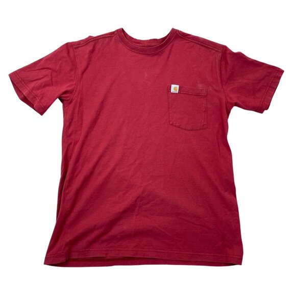 Carhartt Mens T-Shirt Medium Short Sleeve Crew Neck Relaxed Fit Pocket Tee Red - Picture 1 of 10
